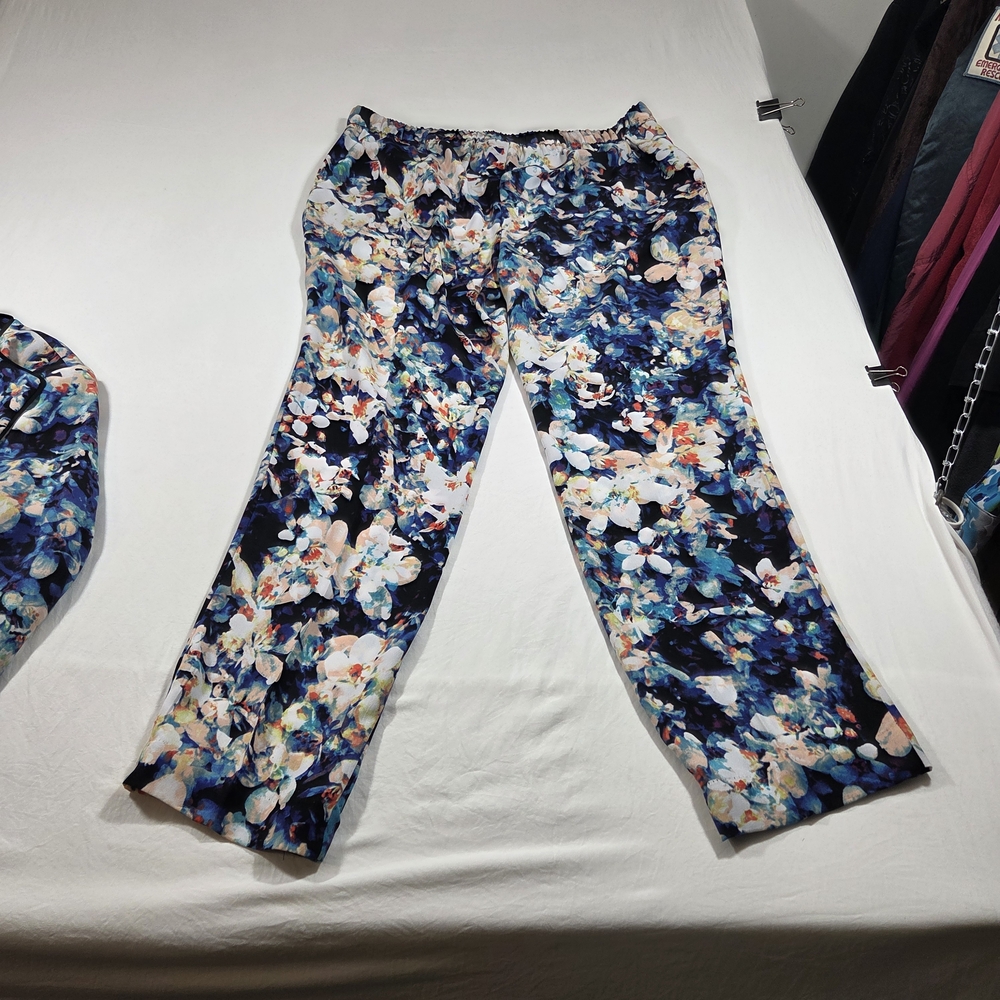 Worthington Pant Suit 90s Vintage Y2K Multicolor Floral Pantsuit Pleated - Picture 7 of 16